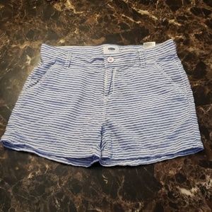Girls Striped Chino Shorts, 2 pair(blue, red)
